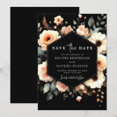 Boho Custom Peach Wedding Save The Date (Vorne/Hinten)