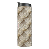 Boho Custom Personalisiert Pink & White Mit Monogr Thermosbecher (Nach rechts gedreht)