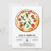 Boho Custom Pizza Birthday Einladung (Vorderseite)