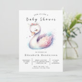 Boho Custom Swan Baby Shower Einladung (Stehend Vorderseite)