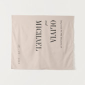 Boho Custom Wedding Welcome Beige Tapestry Wandteppich (Vorderseite (Horizontal))