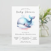 Boho Custom Whale Baby Shower Einladung (Stehend Vorderseite)