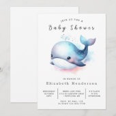 Boho Custom Whale Baby Shower Einladung (Vorne/Hinten)