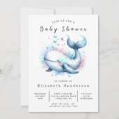 Boho Custom Whale Baby Shower Einladung (Vorderseite)