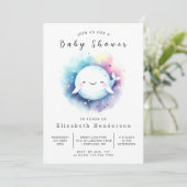 Boho Custom Whale Baby Shower Einladung (Stehend Vorderseite)