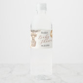 Boho Cute Bear Air Balloon Clouds Baby Shower Wasserflaschenetikett (Vorderseite)