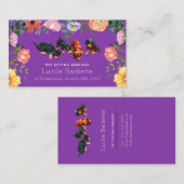 Boho Cute Dachshund Pet Sitting Wildflowers Purple Visitenkarte (Vorne/Hinten)