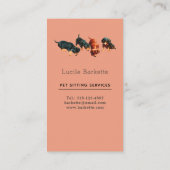 Boho Dachshund Pet Sitting Wildflowers Coral Peach Visitenkarte (Rückseite)