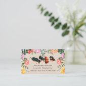 Boho Dachshunds Pet Sitting Wildflowers Beige Visitenkarte (Stehend Vorderseite)