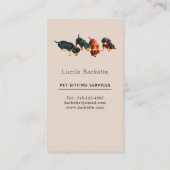 Boho Dachshunds Pet Sitting Wildflowers Beige Visitenkarte (Rückseite)