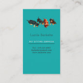 Boho Dackel Haustiere Sitze Wildblumen Aquamarin b Visitenkarte (Rückseite)