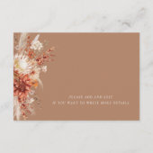 Boho Dahlia Wildblume Elegante Hochzeiten Details Begleitkarte (Rückseite)