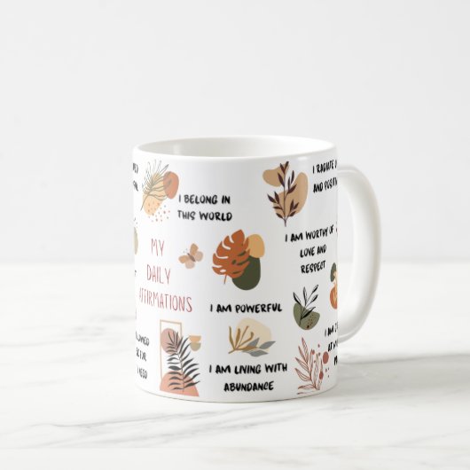 Boho Daily Erinnerungen Affirmations Kaffeetasse (VorderseiteRechts)