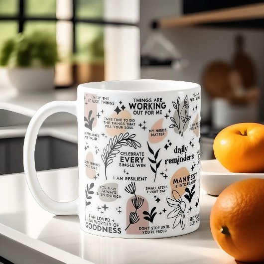 Boho Daily Erinnerungen Affirmations Tasse, 11 oz Kaffeetasse