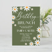 Boho Daisies Birthday Brunch Party Invitation  Einladung (Stehend Vorderseite)