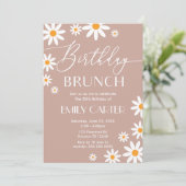 Boho Daisies Birthday Brunch Party Invitation Einladung (Stehend Vorderseite)