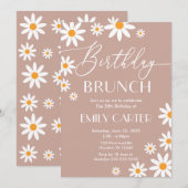 Boho Daisies Birthday Brunch Party Invitation Einladung (Vorne/Hinten)