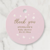 Boho Daisies Blush Pink Gold Oh Baby Girl Dusche Geschenkanhänger (Vorderseite)