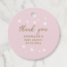 Boho Daisies Blush Pink Gold Oh Baby Girl Dusche Geschenkanhänger