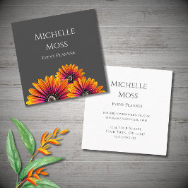 Boho Daisies Botanical Event Planner Gray Quadratische Visitenkarte