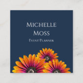 Boho Daisies Botanical Event Planner Navy Blue Quadratische Visitenkarte (Vorderseite)