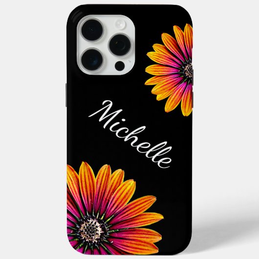 Boho Daisies Botanisches Rustikales Schwarzes Case-Mate iPhone Hülle (Rückseite)