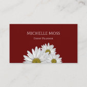 Boho Daisies Elegant Botanical Red Visitenkarte (Vorderseite)