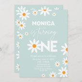 Boho Daisies One Birthday Party invitation Einladung (Vorne/Hinten)