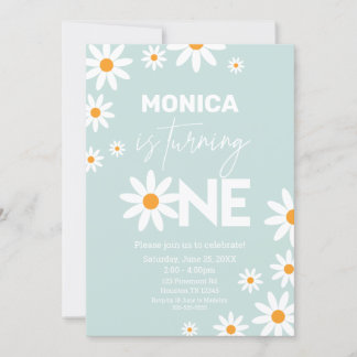 Boho Daisies One Birthday Party invitation Einladung