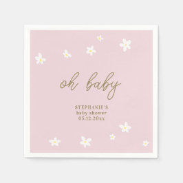 Boho Daisies Pink Gold Oh Baby Girl Dusche Serviette