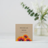 Boho Daisies Rustic Botanical Event Planner Quadratische Visitenkarte (Stehend Vorderseite)