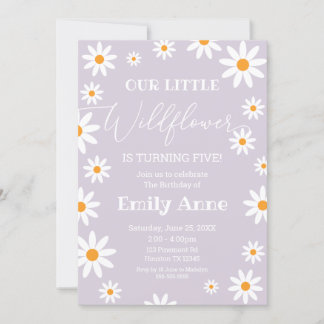 Boho Daisies Wildflower Birthday lilac invitation Einladung