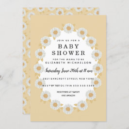 Boho Daisies Yellow Baby Girl Baby Shower Einladung