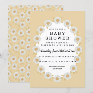 Boho Daisies Yellow Baby Girl Baby Shower Einladung
