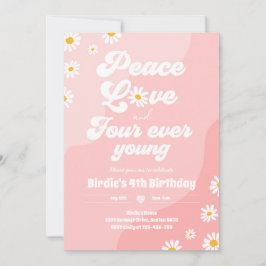 Boho Daisy 4. Geburtstag Peace Liebe Four Ever You Einladung