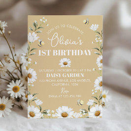 Boho Daisy Bee Einladung zum ersten Geburtstag