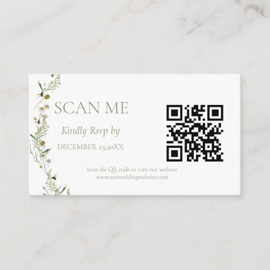 Boho Daisy Beidge Wildblume Hochzeit Begleitkarte (Vorderseite)