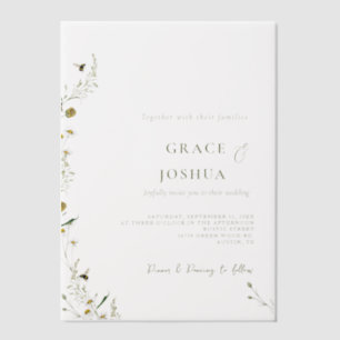 Boho Daisy Beidge Wildblume Hochzeit Pergament Einladungen