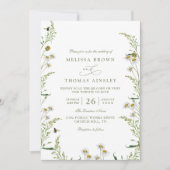 Boho Daisy Beidge Wildflower QR Code Wedding Einladung (Vorderseite)