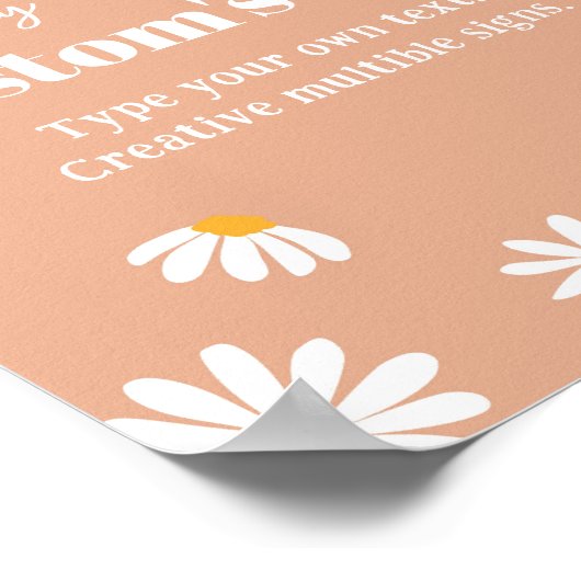 Boho Daisy Birthday Party Table Sign Poster (Ecke)