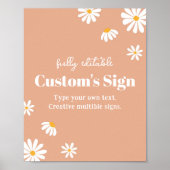 Boho Daisy Birthday Party Table Sign Poster (Vorne)