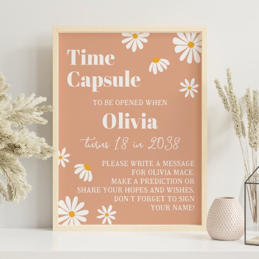 Boho Daisy Birthday Time Kapsel Poster