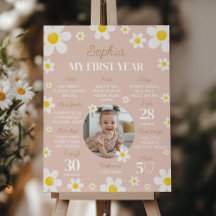 Boho Daisy Bloom Erstes Jahr Foto Milestone