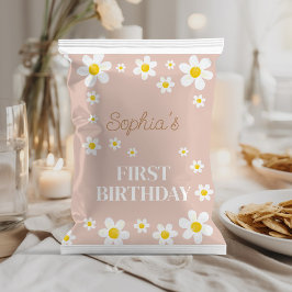 Boho Daisy Bloom Girl Birthday Chip Bag Wrapper Flyer