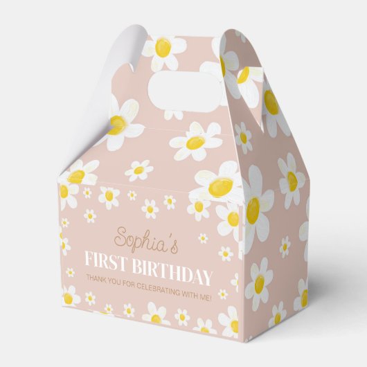 Boho Daisy Bloom Girl Birthday Favor Boxes Geschenkschachtel (Rückseite)