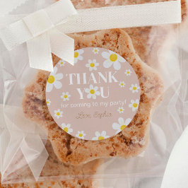 Boho Daisy Bloom Girl Birthday Runder Aufkleber