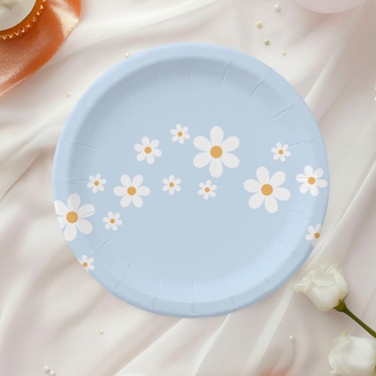 Boho Daisy Blue Baby Showpaper Teller