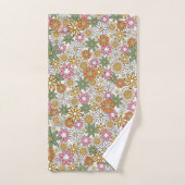 Boho Daisy Blume 70er Groovy Floral Badhandtuch Set (Handtuch)