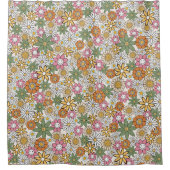 Boho Daisy Blume 70er Groovy Floral Duschvorhang (Vorderseite)