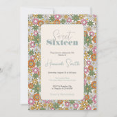 Boho Daisy Blume 70er Groovy Floral Einladung (Vorderseite)